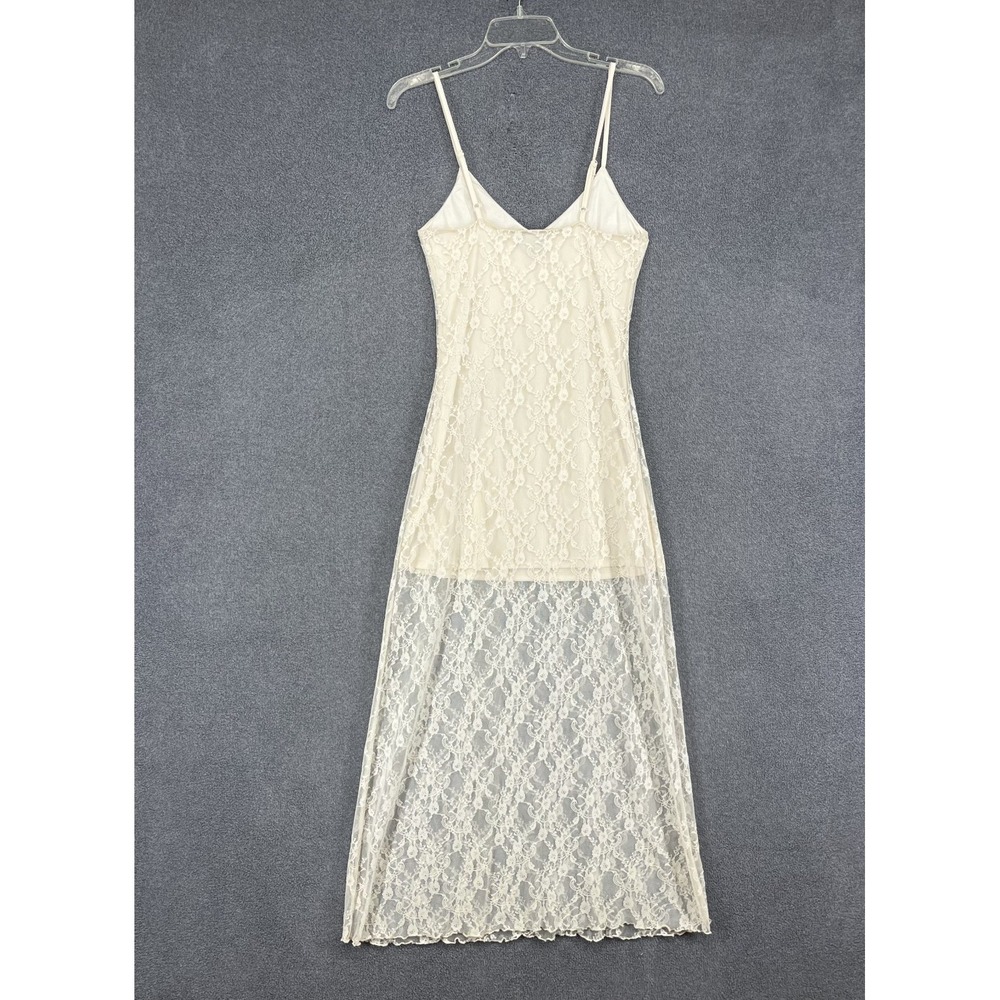 Sincerely Jules Y2K Slip Lace Midi Dress Womens Small White off romantic sheer - Picture 13 of 16